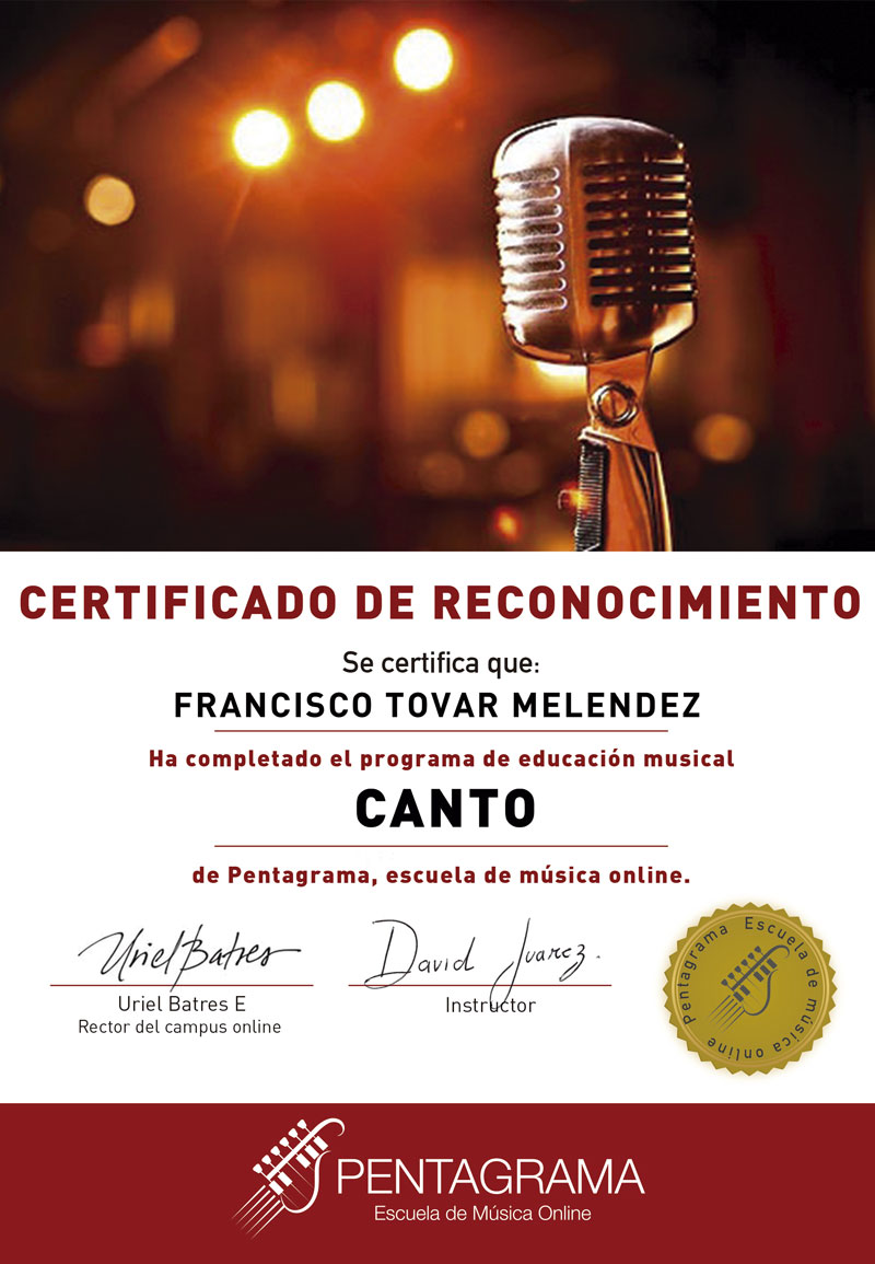 certificate con el sistema vocal master