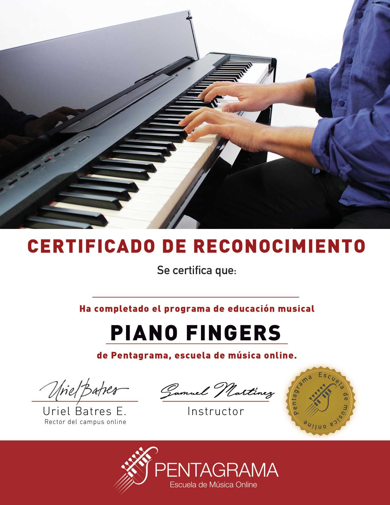 certificate con el sistema piano master